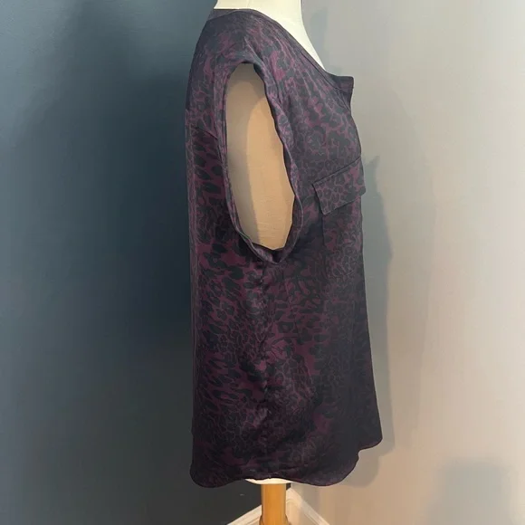 Trouve Dark Purple Animal Print Blouse - Picture 3 of 8
